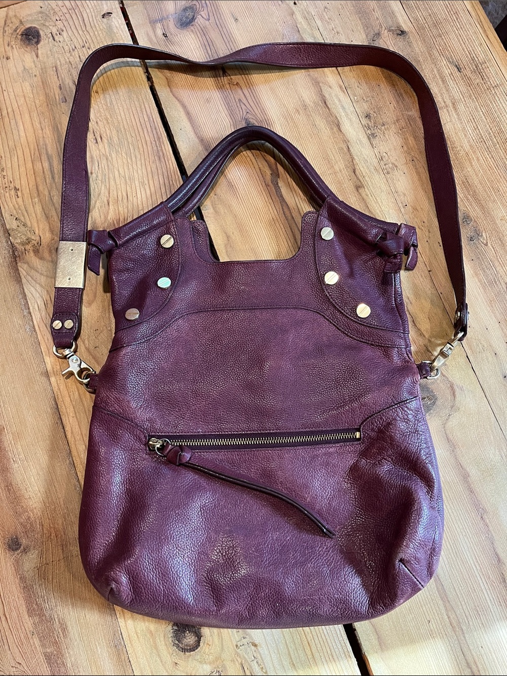 FOLEY + CORINNA Grapeseed Gold City Leather Crossbody Tote Fold-Over Option
